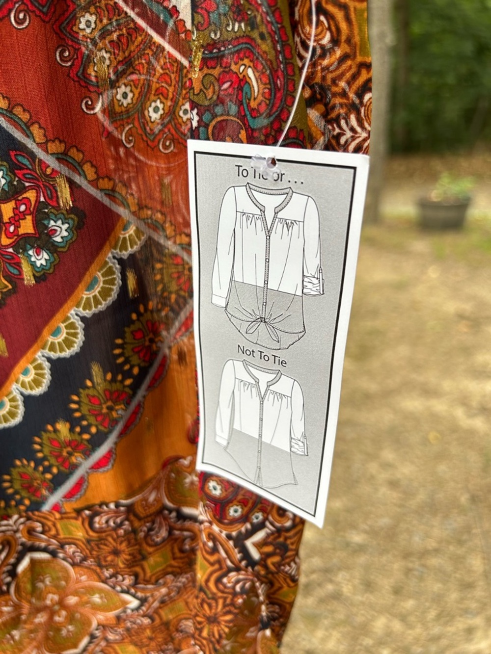 Westport Rust Multi-Pattern Button Front Blouse Boho - Picture 4 of 7